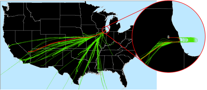 Flight Map Across United States